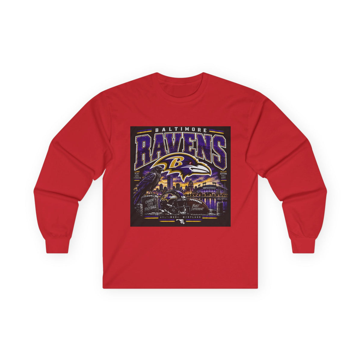Baltimore Ravens Skyline Tee - Unisex Ultra Cotton Long Sleeve Tee