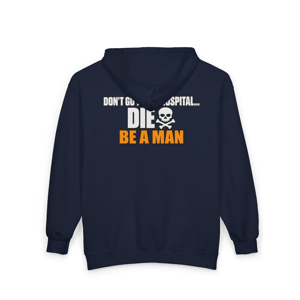Dont Go to the Hospital - White Outlined - Full-Zip Hooded Sweatshirt