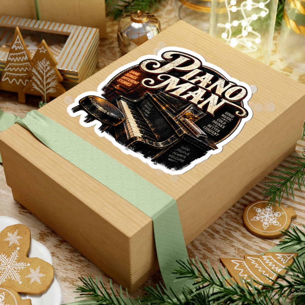Piano Man Retro Bar - Kiss-Cut Sticker
