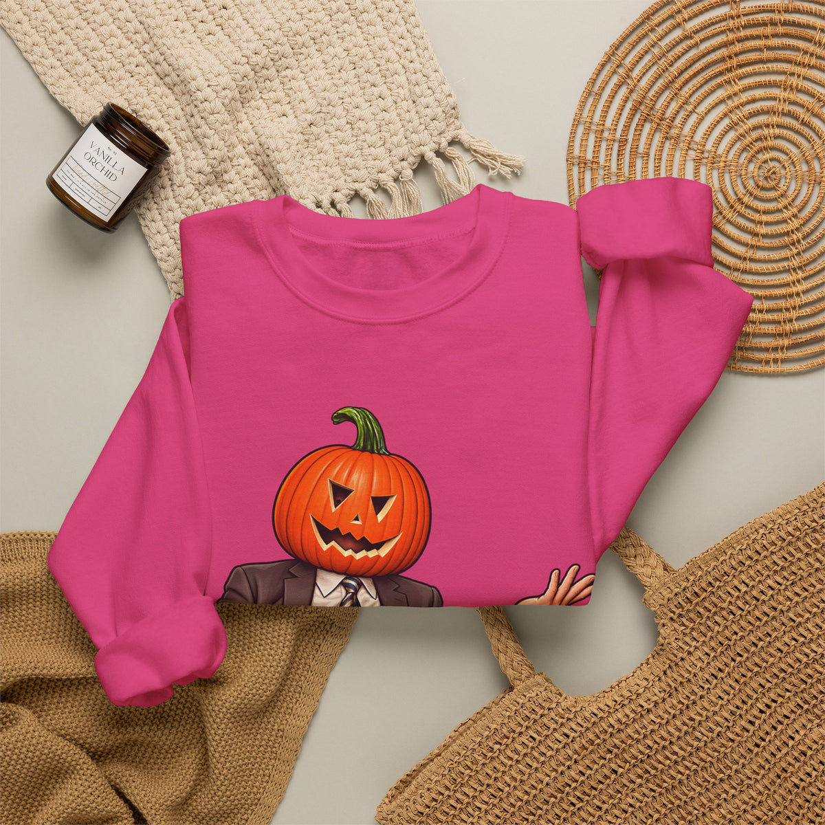 Pumpkin Head Office Cartoon - Crewneck Sweatshirt
