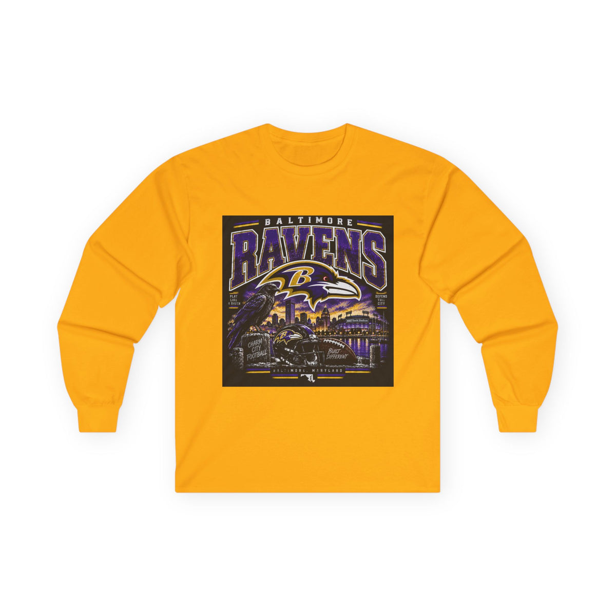 Baltimore Ravens Skyline Tee - Unisex Ultra Cotton Long Sleeve Tee