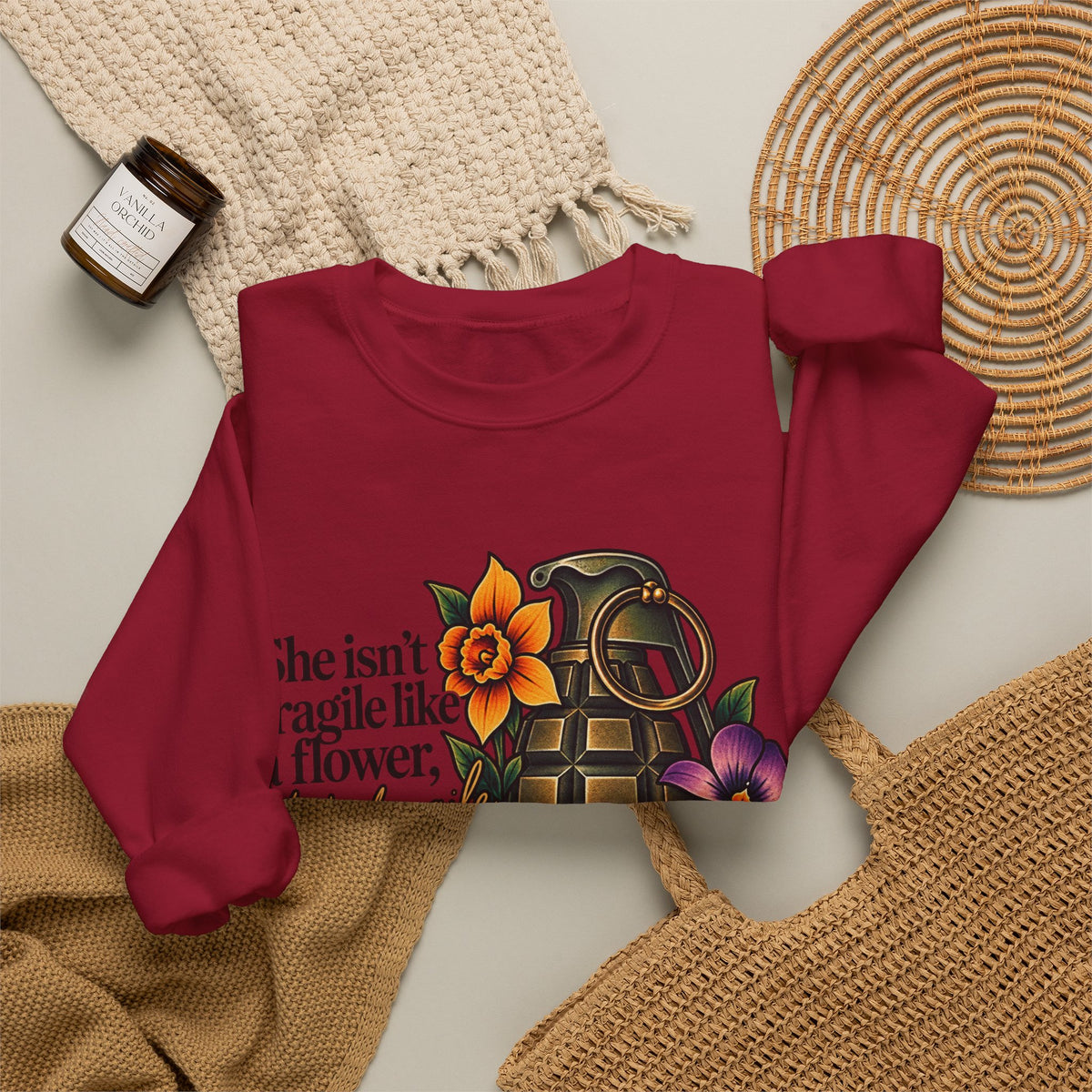 Fragile Like a Bomb - Floral Grenade - Crewneck Sweatshirt