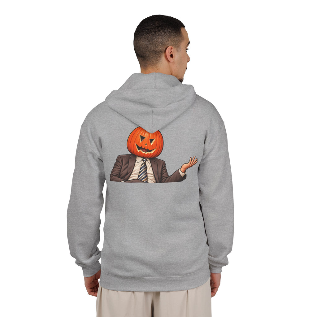 Pumpkin Head Office Cartoon - Full-Zip Hooded Sweatshirt