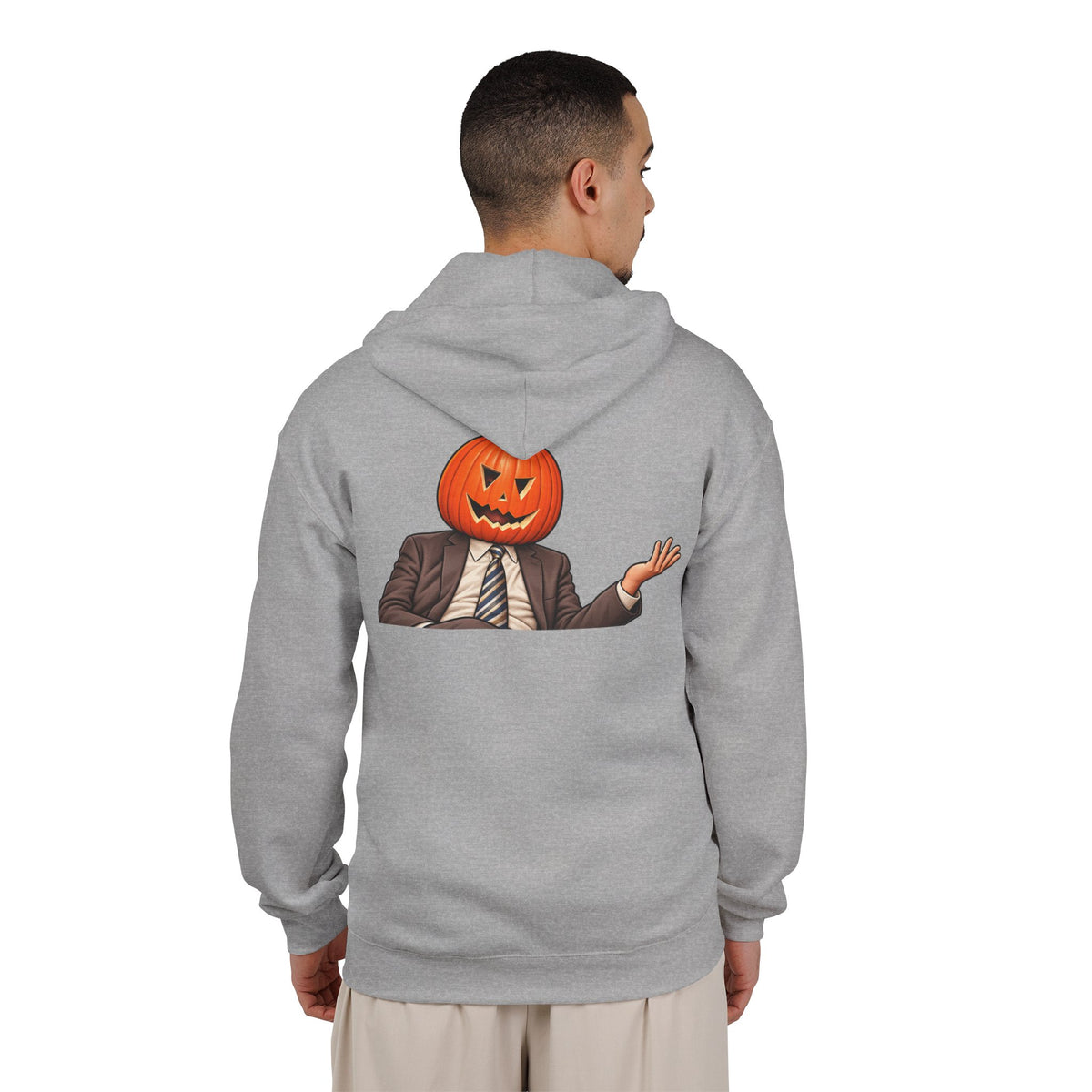 Pumpkin Head Office Cartoon - Full-Zip Hooded Sweatshirt