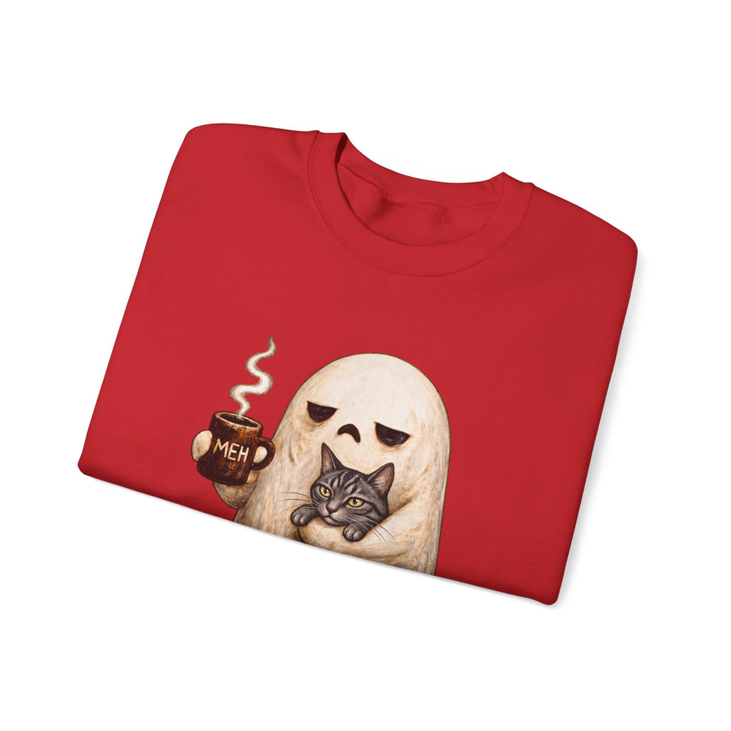Meh Ghost and Gray Tabby Cat - Crewneck Sweatshirt