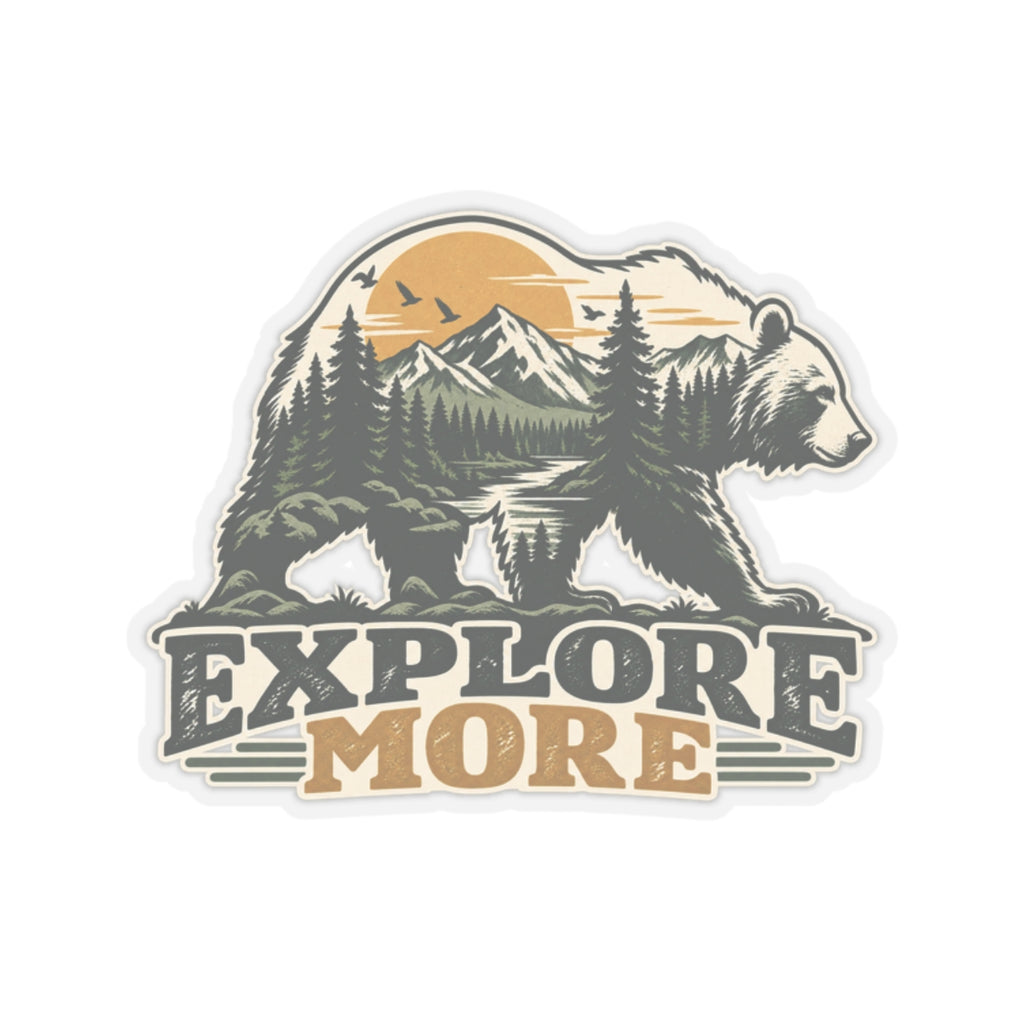 Explore More Bear - Kiss-Cut Sticker