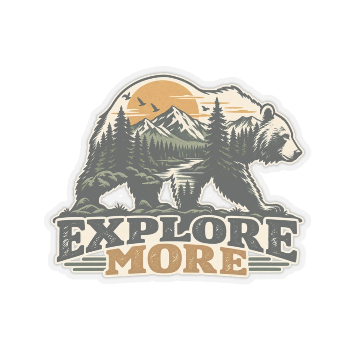 Explore More Bear - Kiss-Cut Sticker