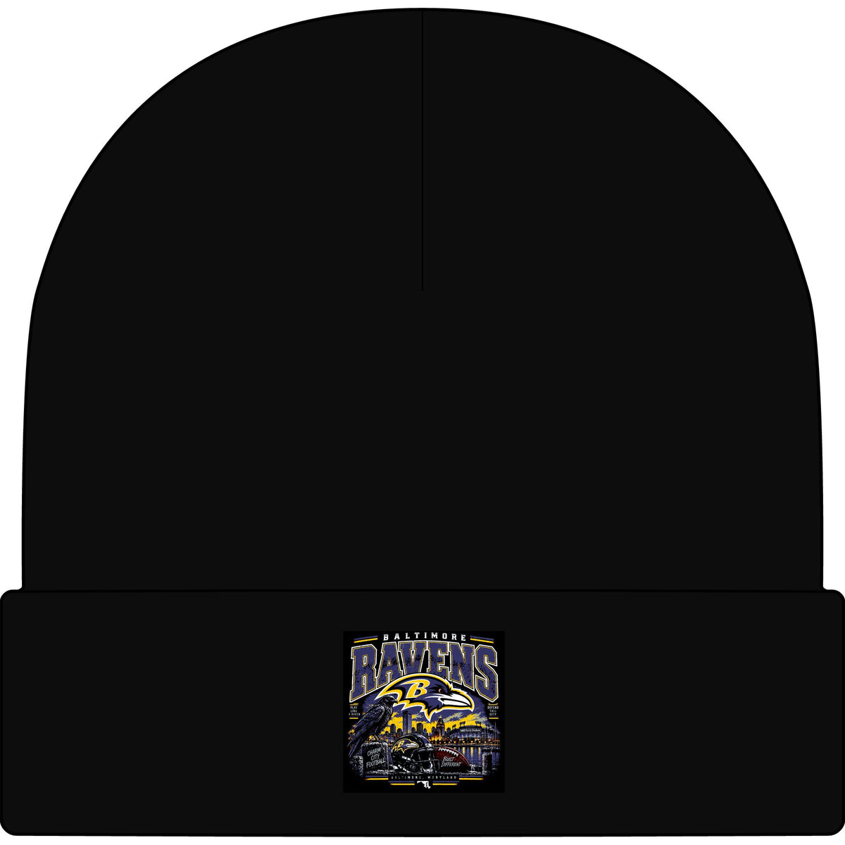 Baltimore Ravens Skyline Tee - AS Colour 1107 Cuff Beanie