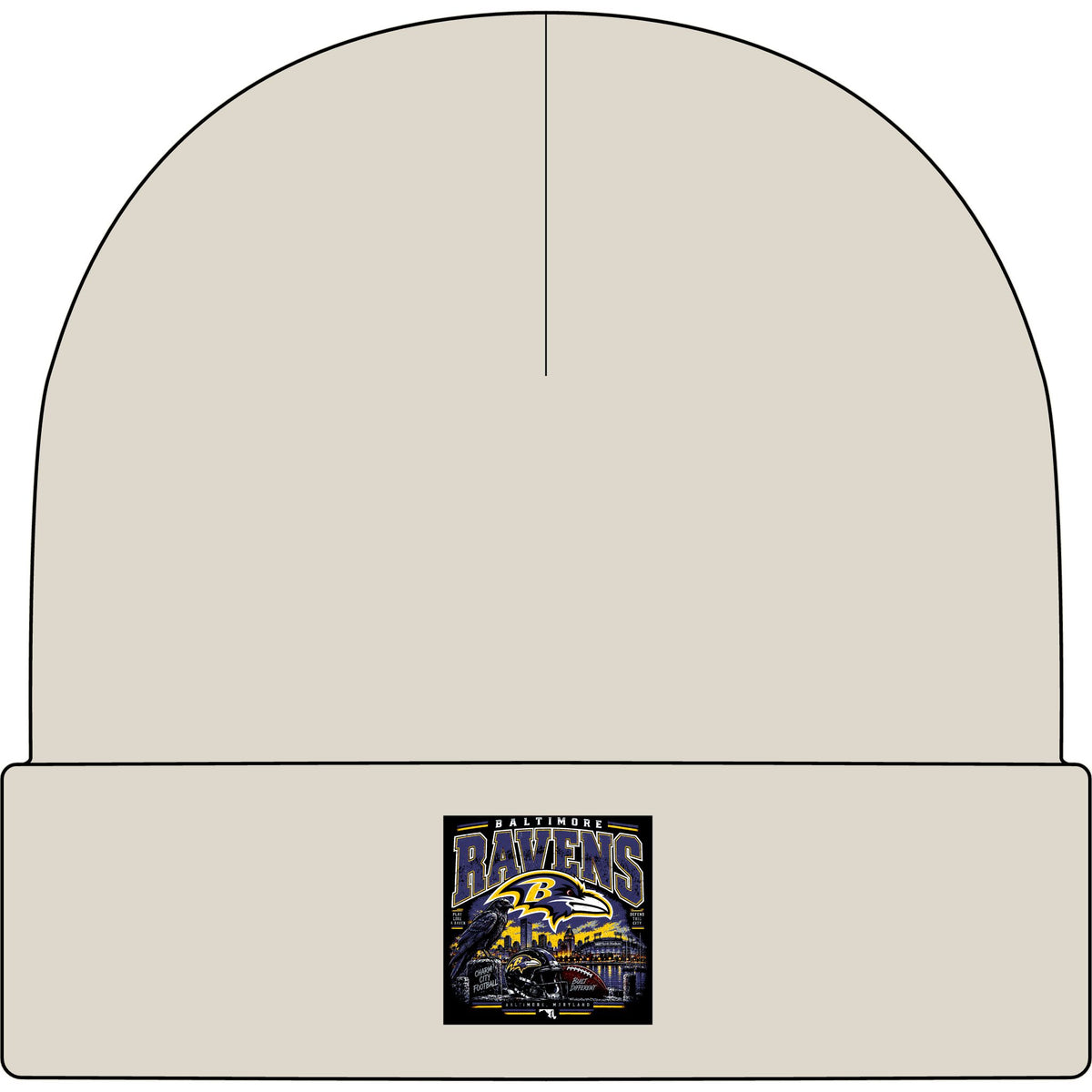 Baltimore Ravens Skyline Tee - AS Colour 1107 Cuff Beanie