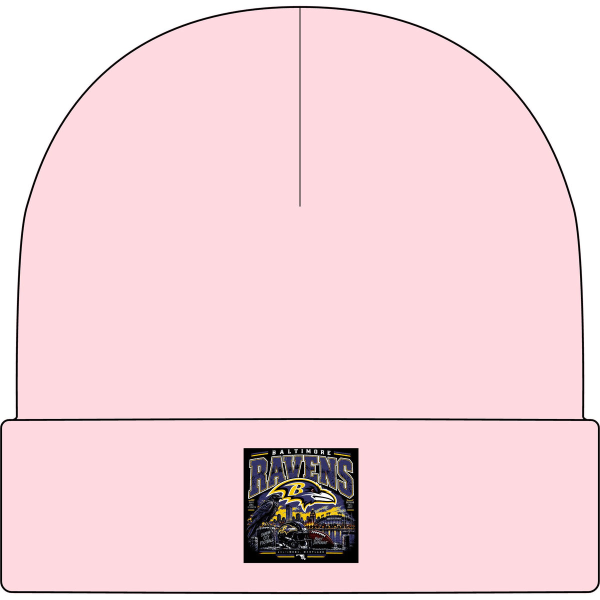 Baltimore Ravens Skyline Tee - AS Colour 1107 Cuff Beanie