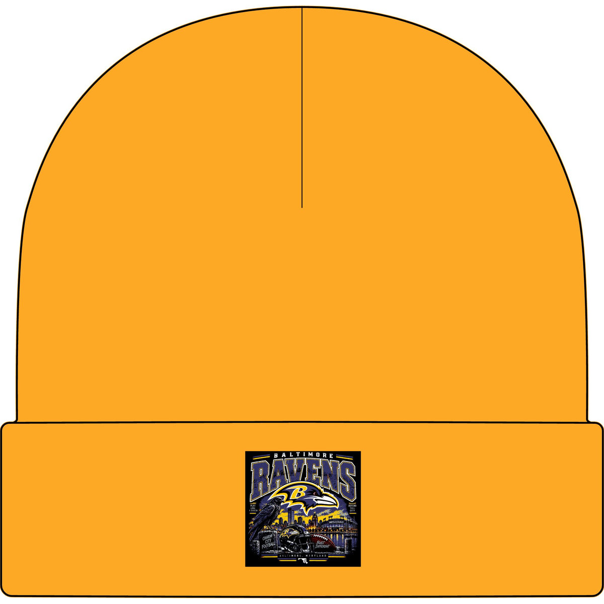 Baltimore Ravens Skyline Tee - AS Colour 1107 Cuff Beanie