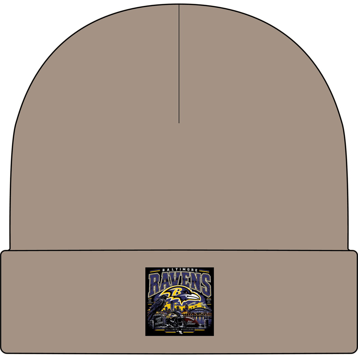 Baltimore Ravens Skyline Tee - AS Colour 1107 Cuff Beanie