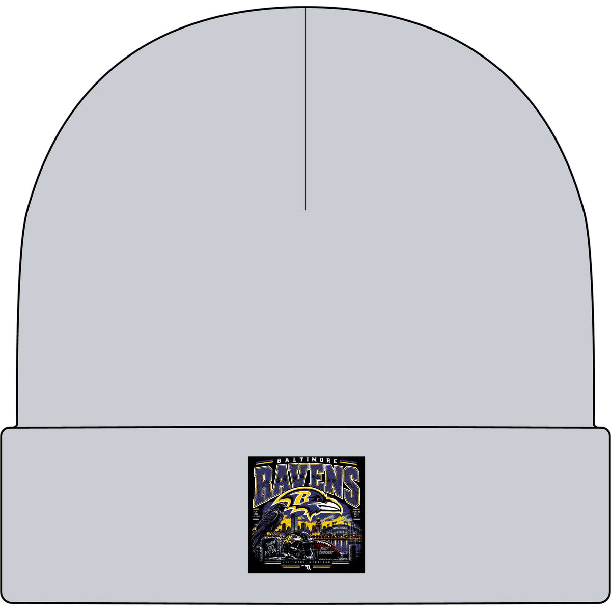 Baltimore Ravens Skyline Tee - AS Colour 1107 Cuff Beanie