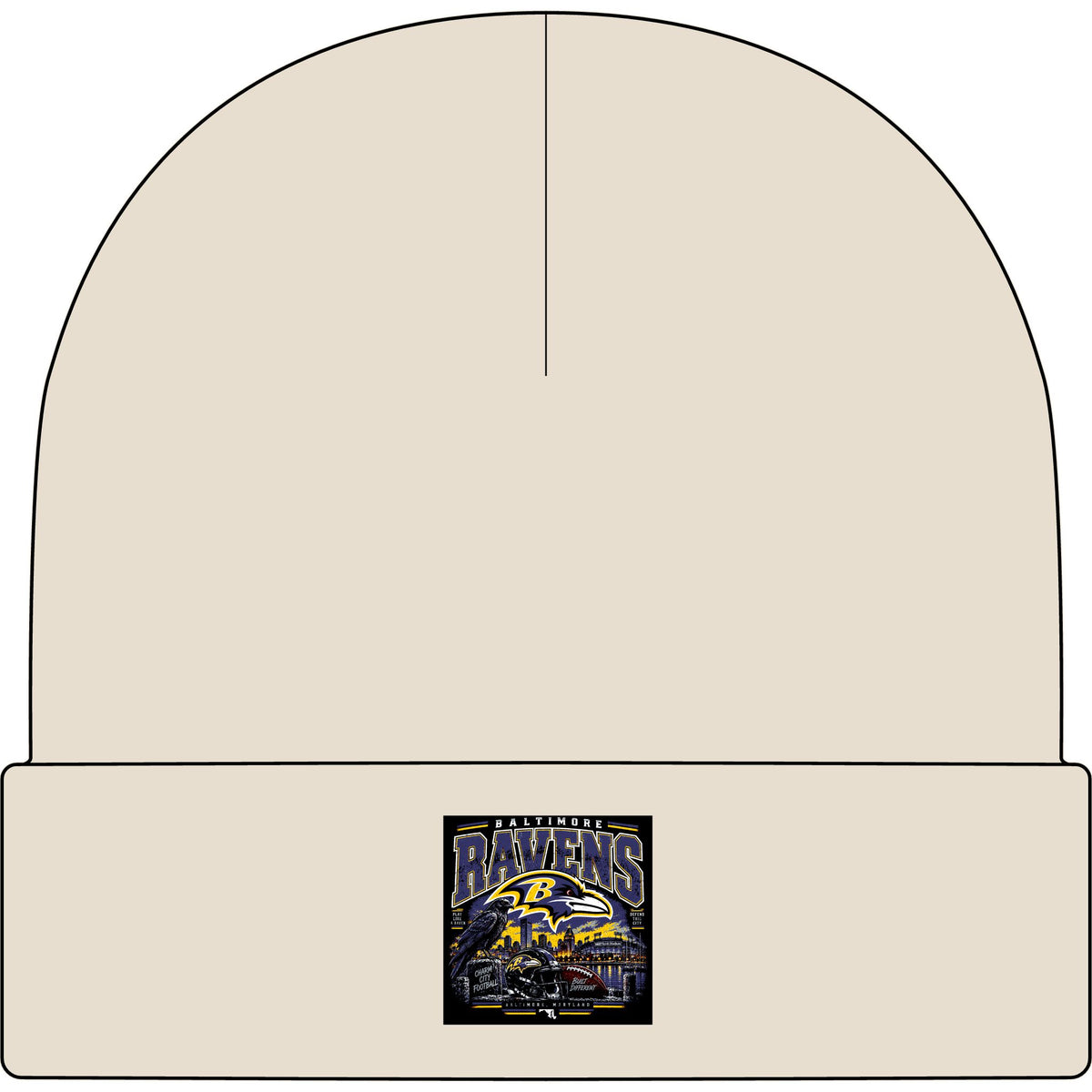 Baltimore Ravens Skyline Tee - AS Colour 1107 Cuff Beanie