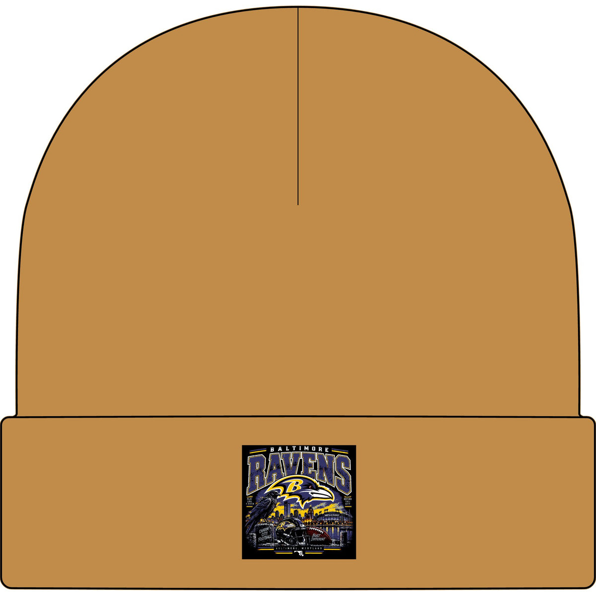 Baltimore Ravens Skyline Tee - AS Colour 1107 Cuff Beanie