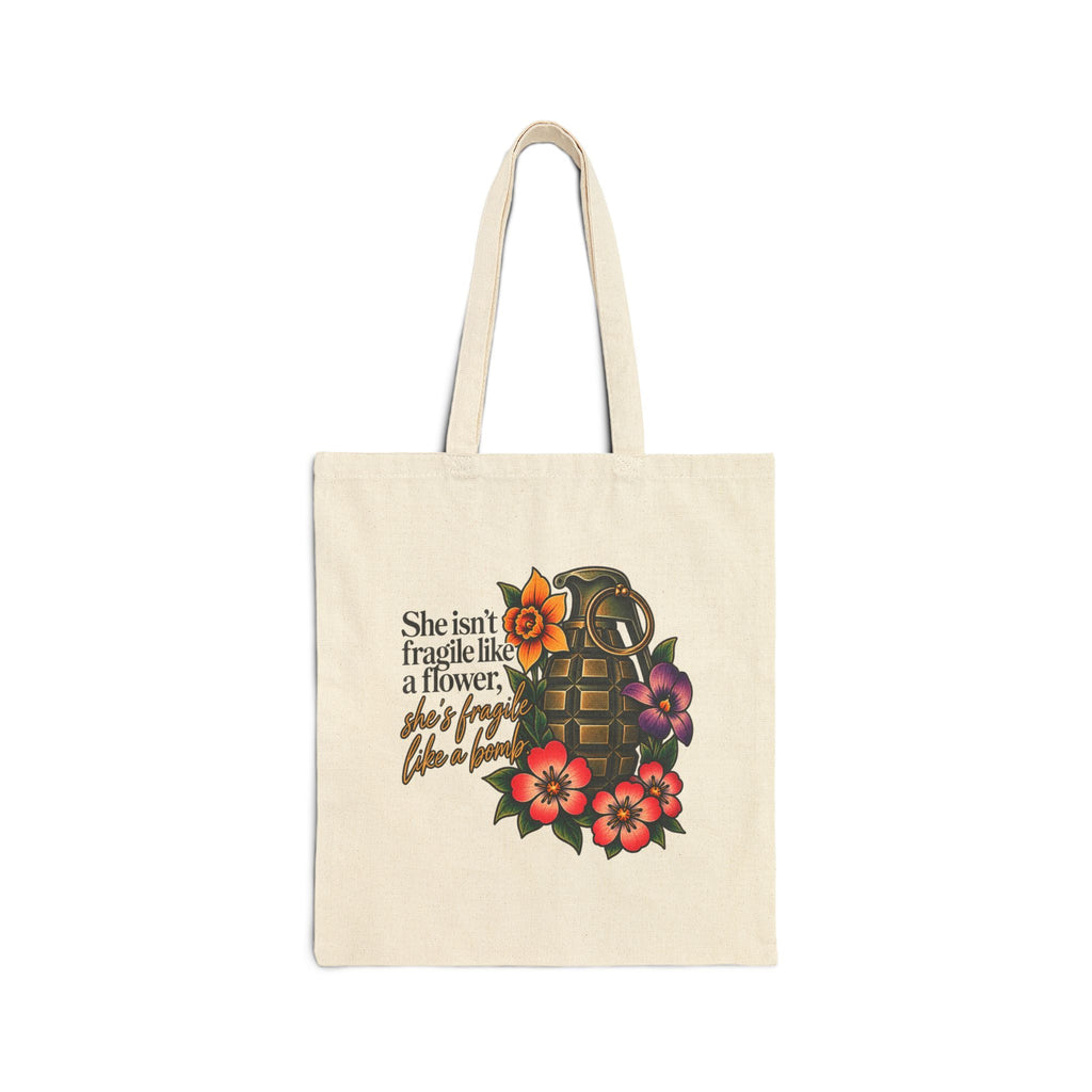 Fragile Like a Bomb - Floral Grenade - Canvas Tote