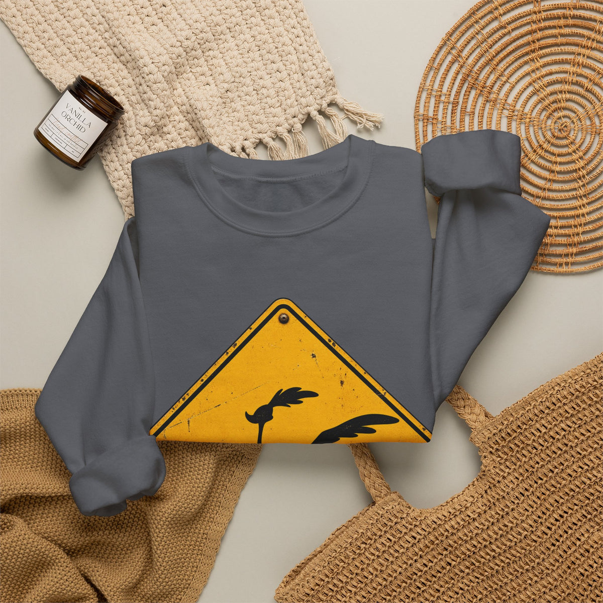 Roadrunner Yellow Diamond Sign - Crewneck Sweatshirt