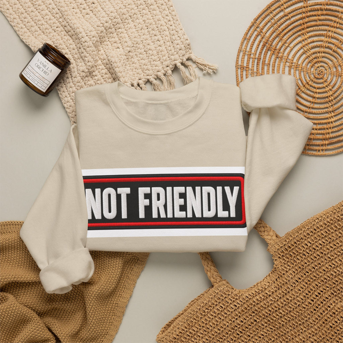 Not Friendly - Service Dog Patch - Crewneck Sweatshirt