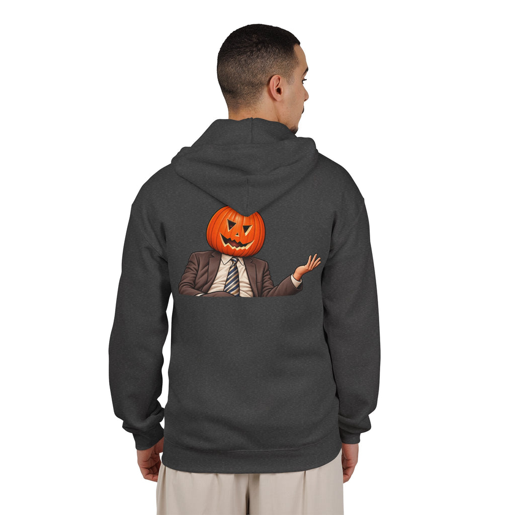 Pumpkin Head Office Cartoon - Full-Zip Hooded Sweatshirt