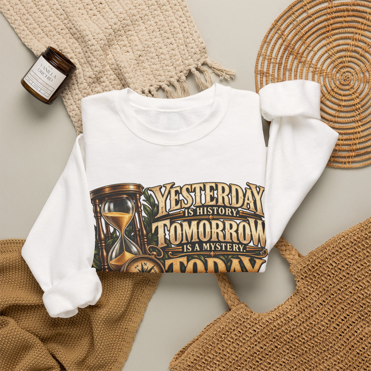 Yesterday Tomorrow Today - Transparent - Crewneck Sweatshirt