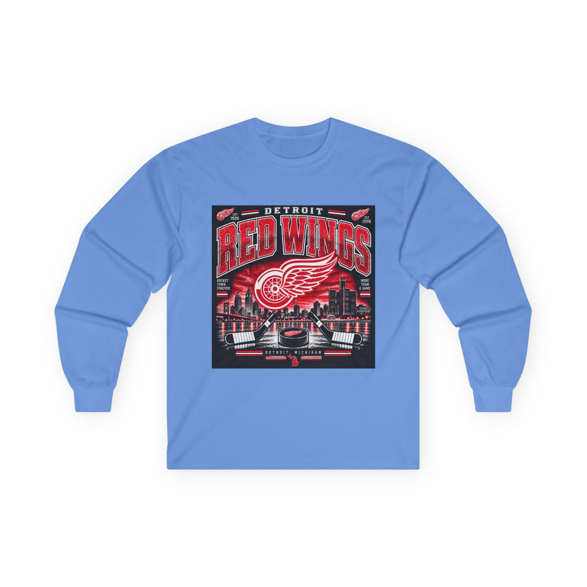 Detroit Red Wings Hockey Skyline - Unisex Ultra Cotton Long Sleeve Tee