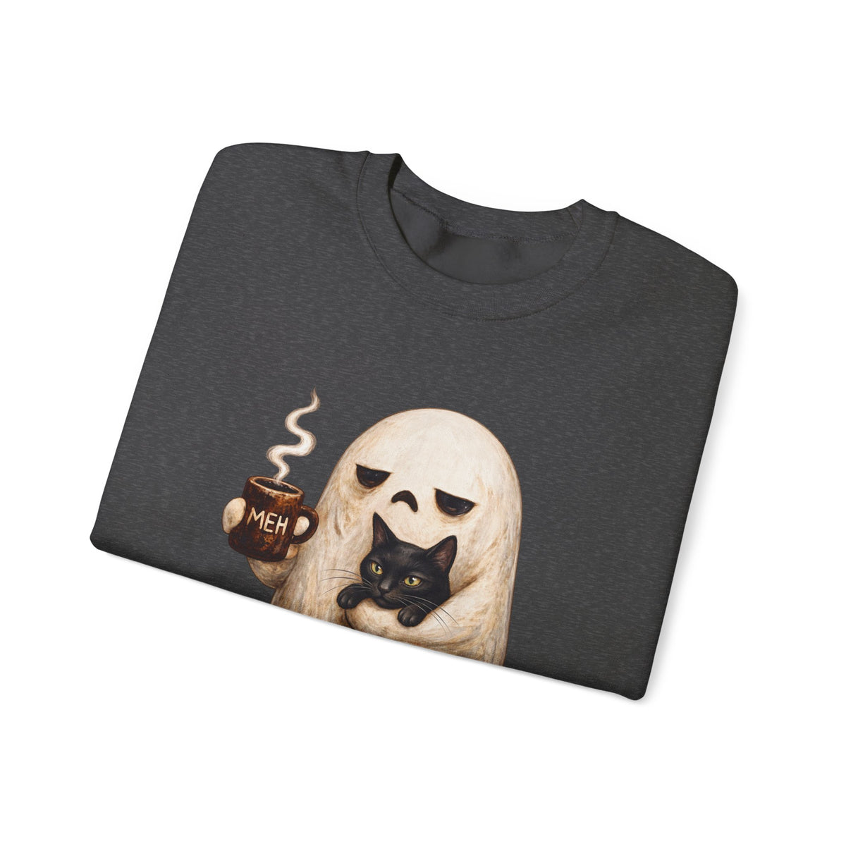 Meh Ghost and Black Cat - Crewneck Sweatshirt