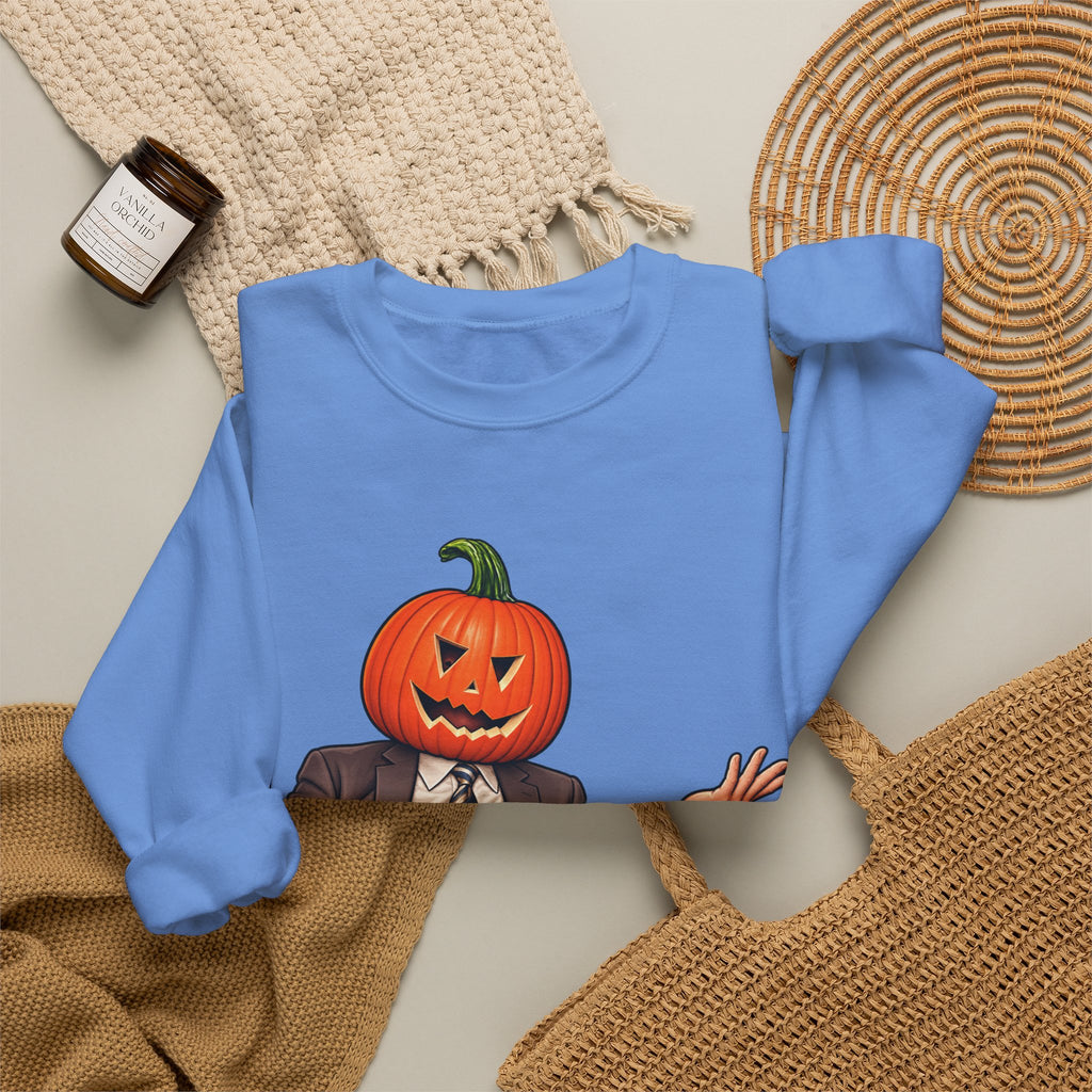 Pumpkin Head Office Cartoon - Crewneck Sweatshirt