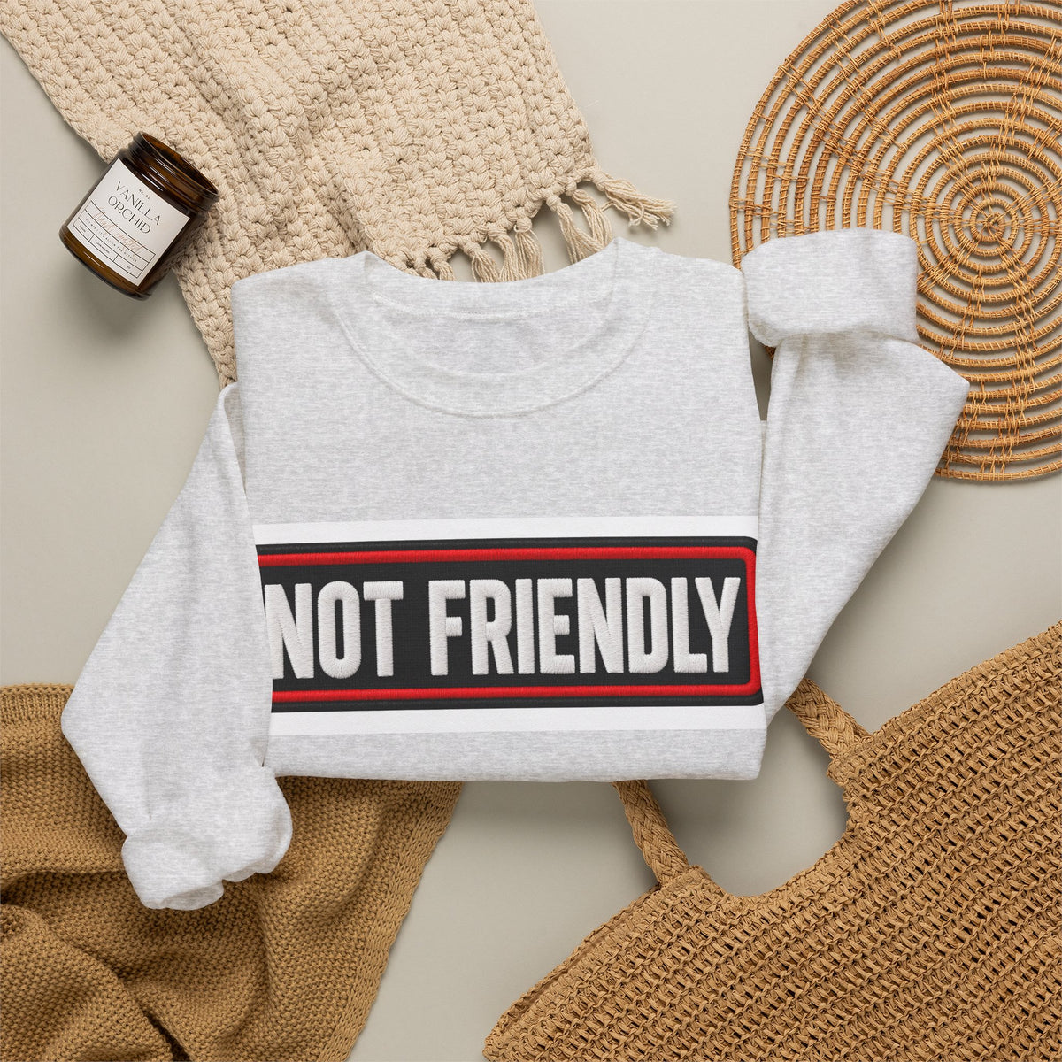 Not Friendly - Service Dog Patch - Crewneck Sweatshirt
