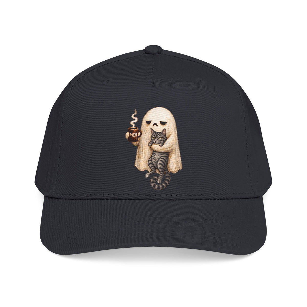 Meh Ghost and Gray Tabby Cat - OTTO Baseball Hat
