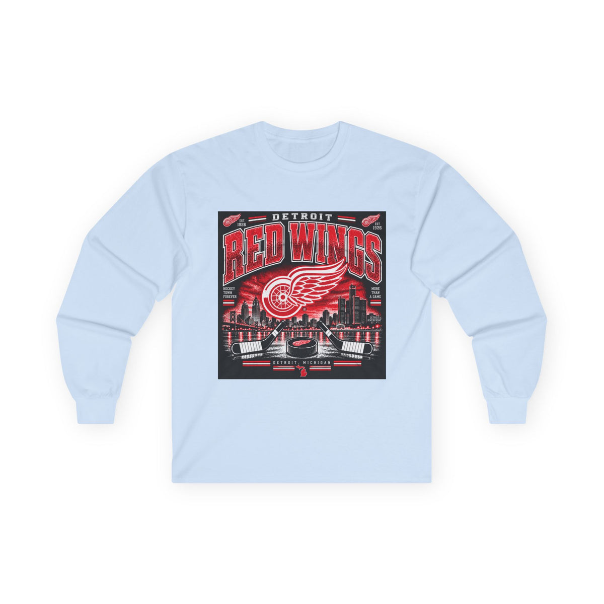 Detroit Red Wings Hockey Skyline - Unisex Ultra Cotton Long Sleeve Tee