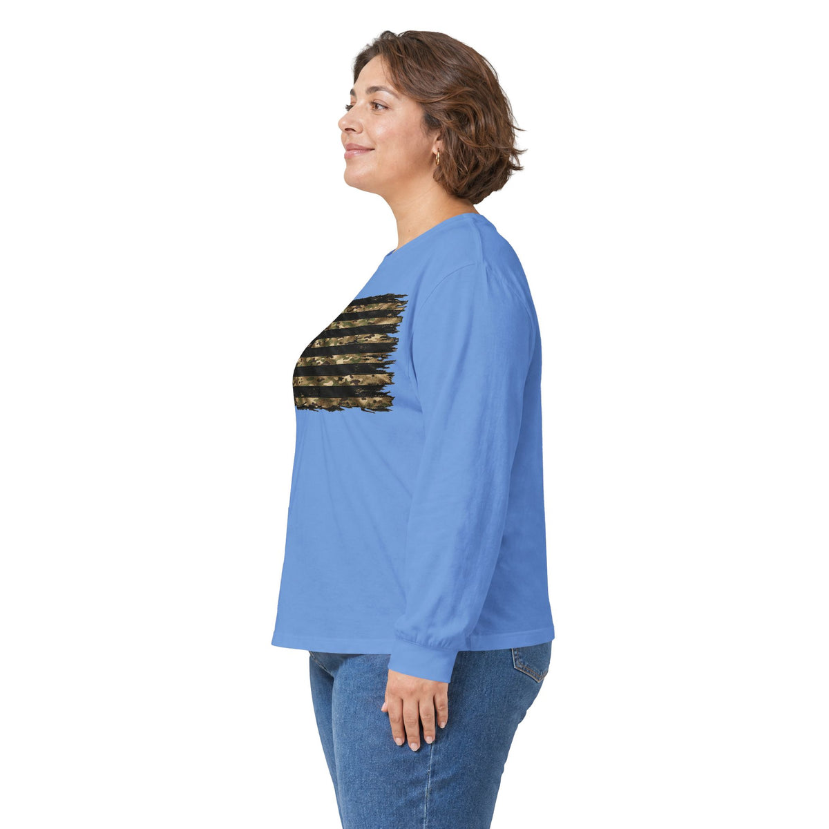 Black and Multicam American Flag - Unisex Ultra Cotton Long Sleeve Tee