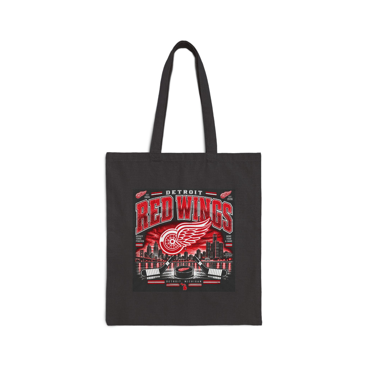 Detroit Red Wings Hockey Skyline - Canvas Tote