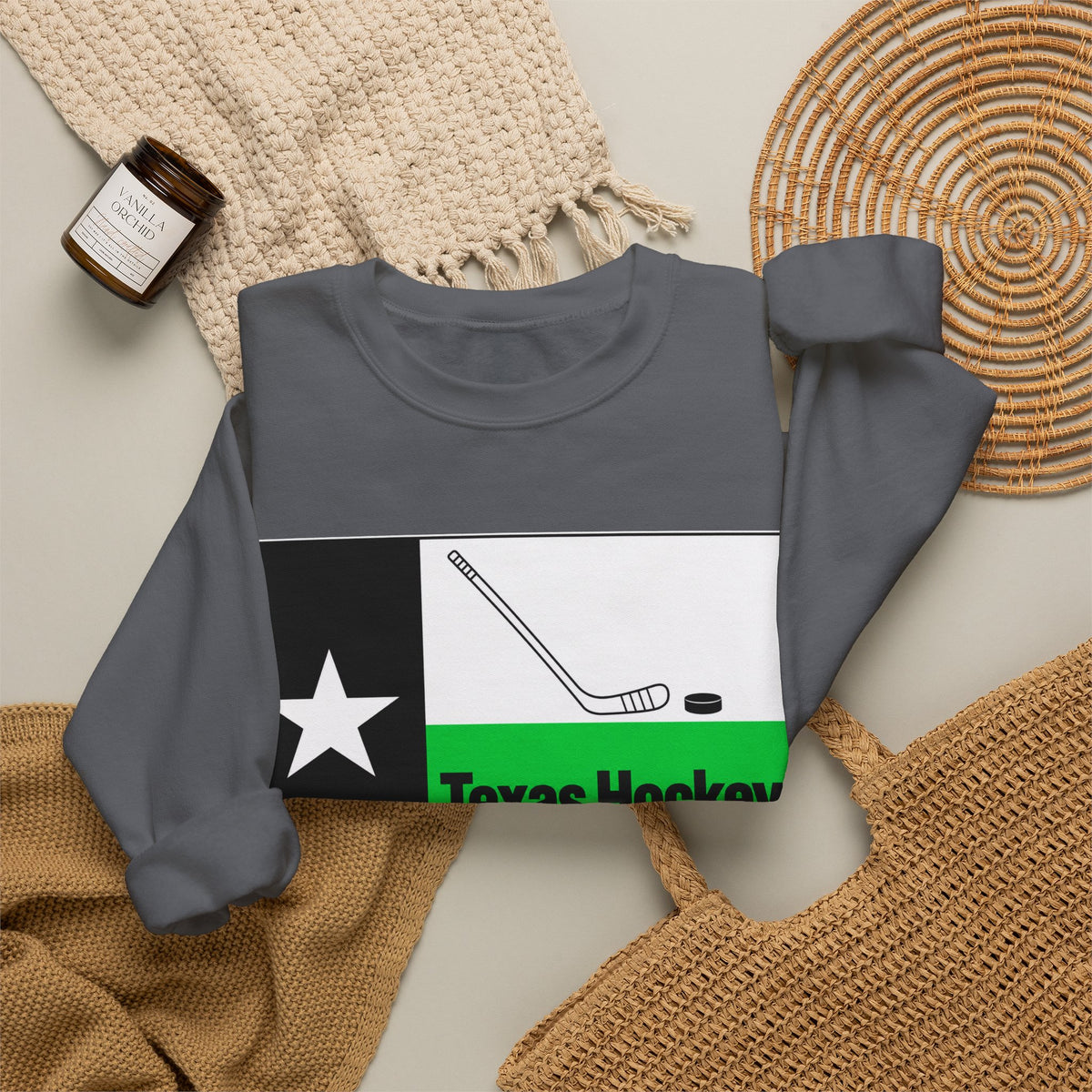 Texas Hockey Flag - Crewneck Sweatshirt