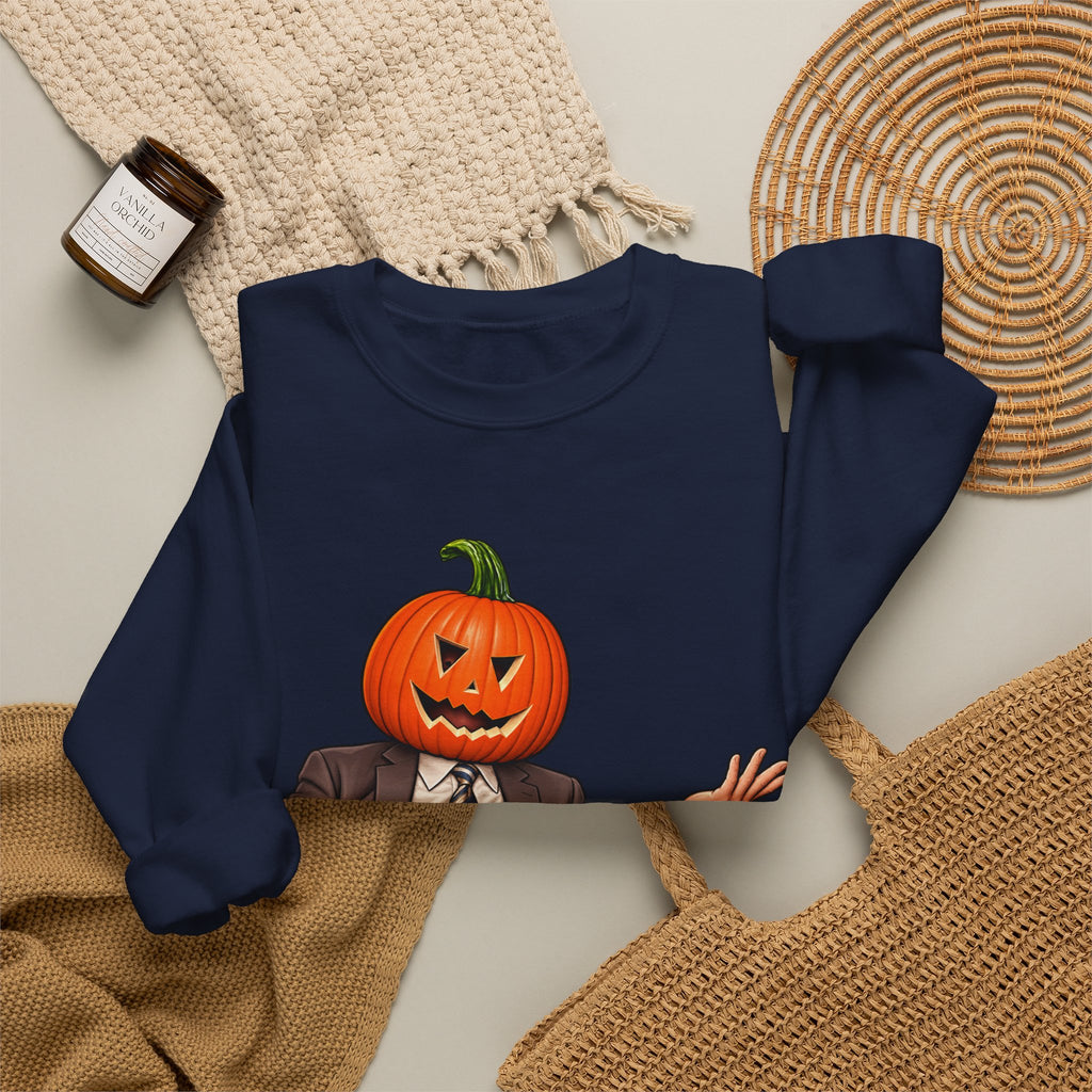 Pumpkin Head Office Cartoon - Crewneck Sweatshirt