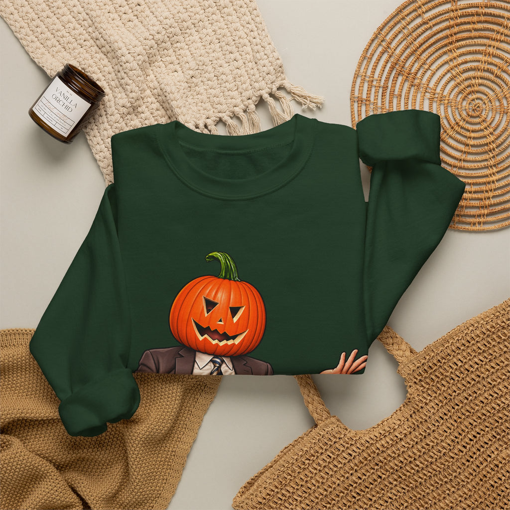 Pumpkin Head Office Cartoon - Crewneck Sweatshirt