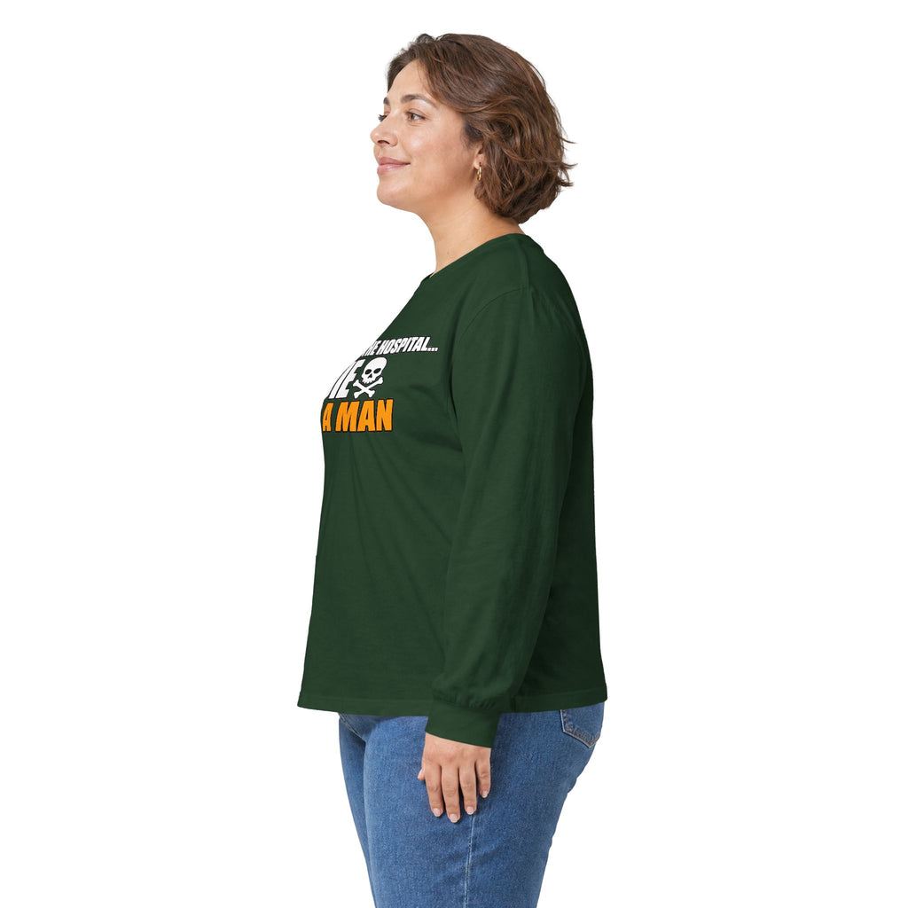 Dont Go to the Hospital - White Outlined - Unisex Ultra Cotton Long Sleeve Tee
