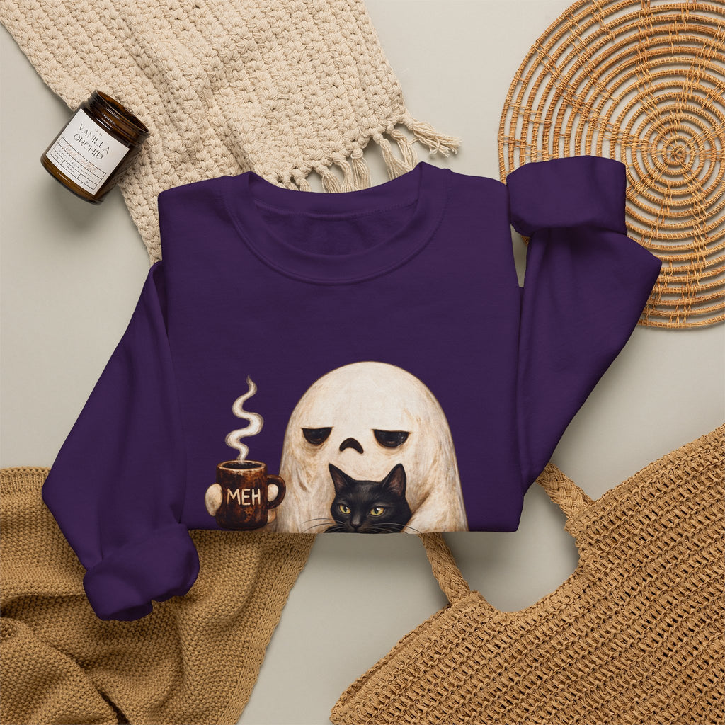 Meh Ghost and Black Cat - Crewneck Sweatshirt