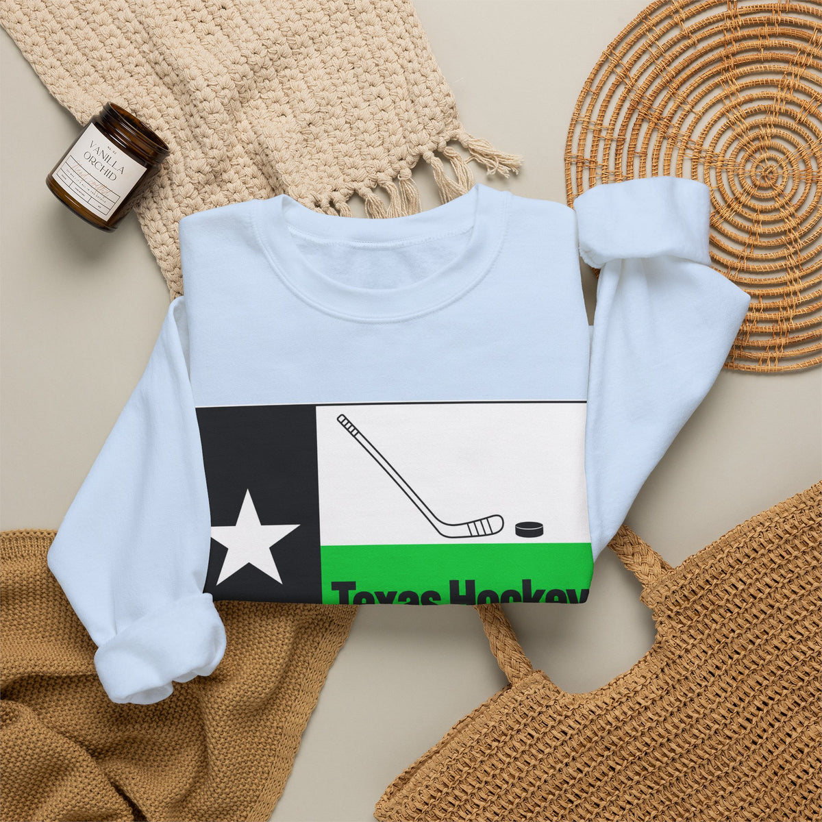 Texas Hockey Flag - Crewneck Sweatshirt