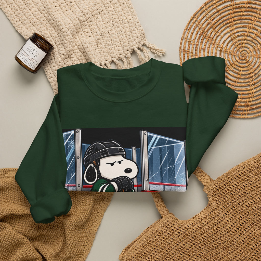 Snoopy Hockey Penalty Box Green - Crewneck Sweatshirt