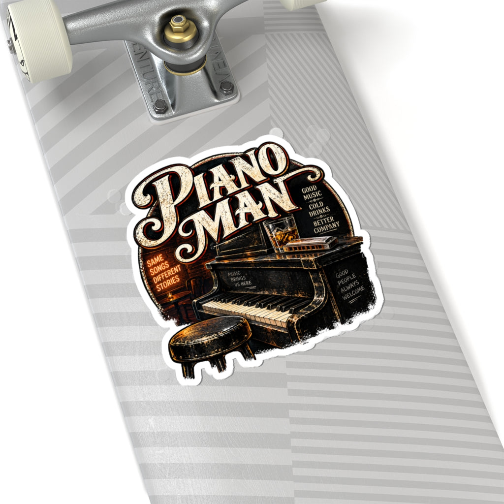 Piano Man Retro Bar - Kiss-Cut Sticker