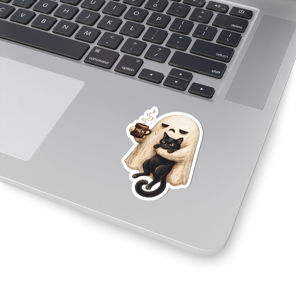 Meh Ghost and Black Cat - Kiss-Cut Sticker