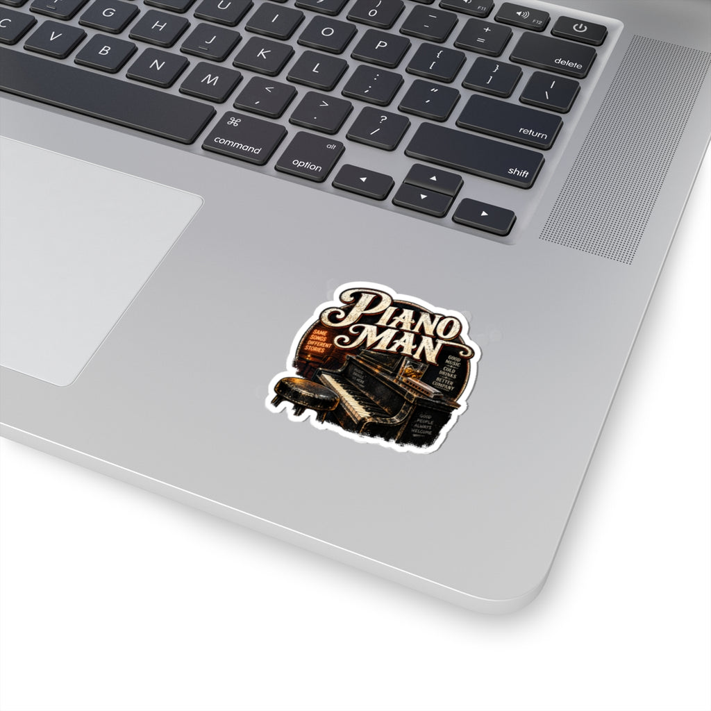 Piano Man Retro Bar - Kiss-Cut Sticker
