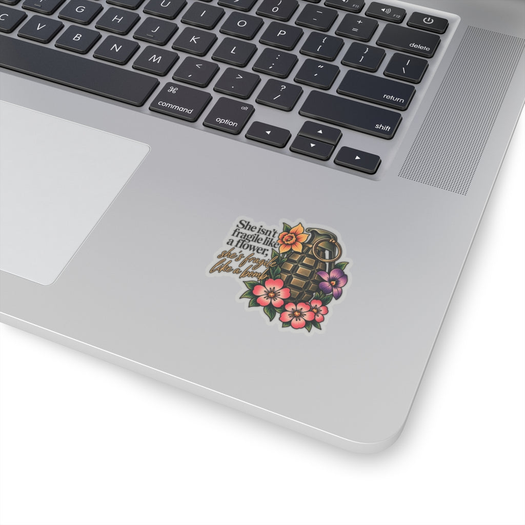 Fragile Like a Bomb - Floral Grenade - Kiss-Cut Sticker