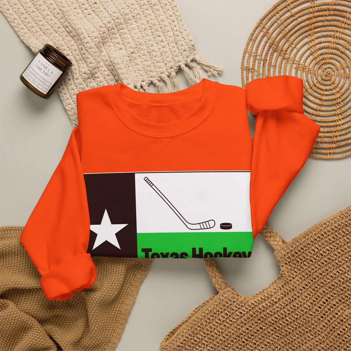 Texas Hockey Flag - Crewneck Sweatshirt