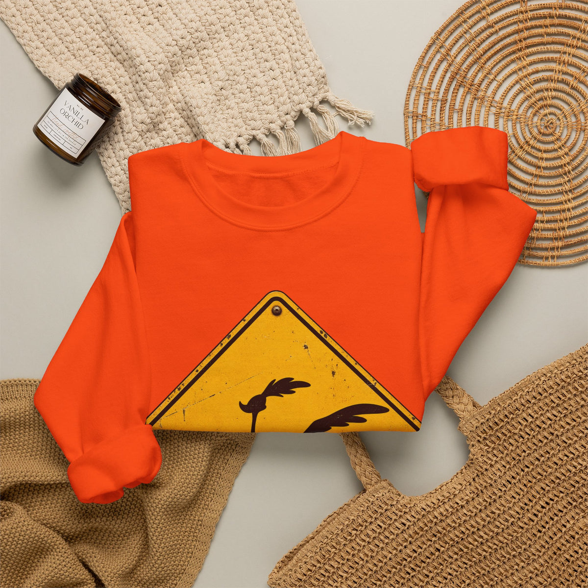 Roadrunner Yellow Diamond Sign - Crewneck Sweatshirt