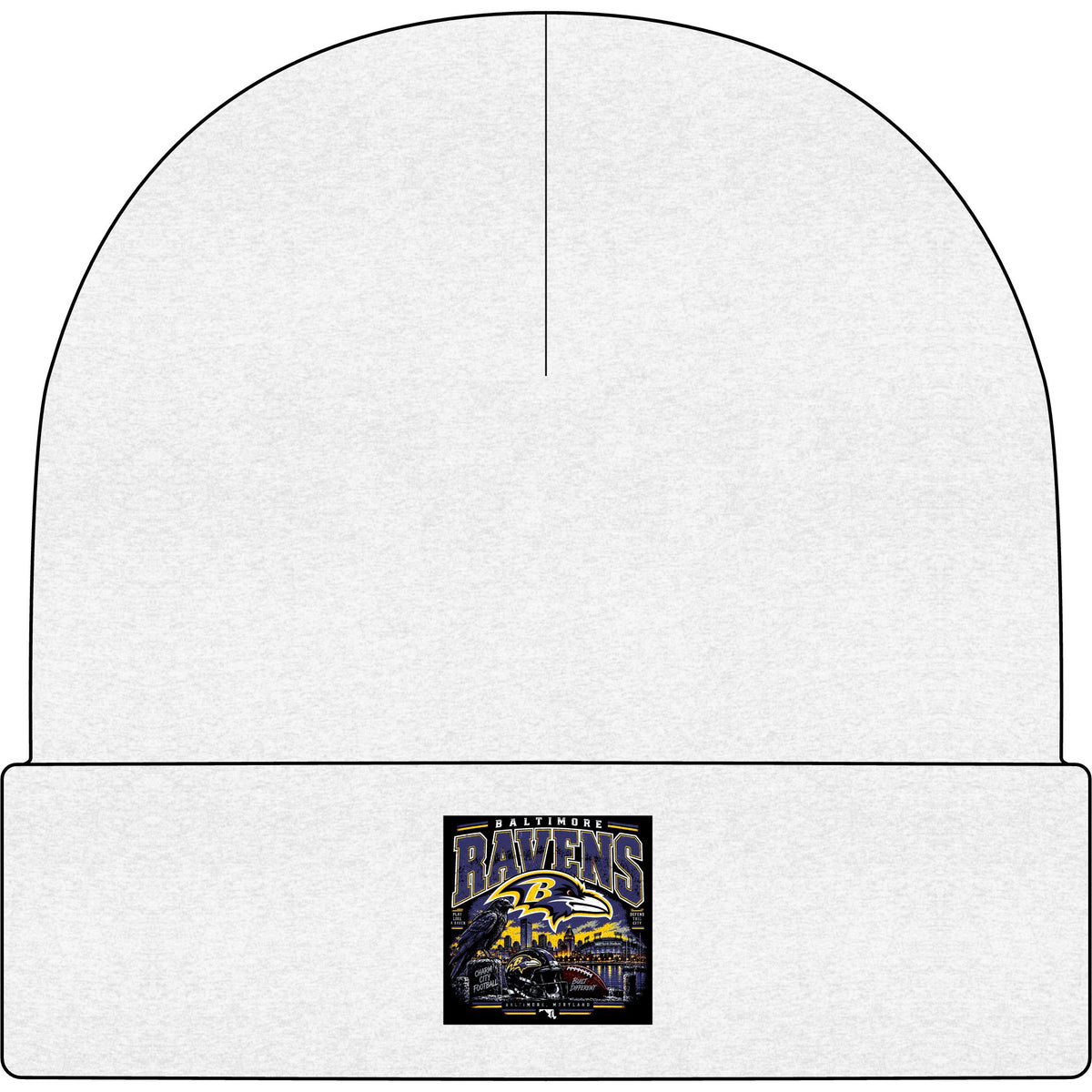 Baltimore Ravens Skyline Tee - AS Colour 1107 Cuff Beanie