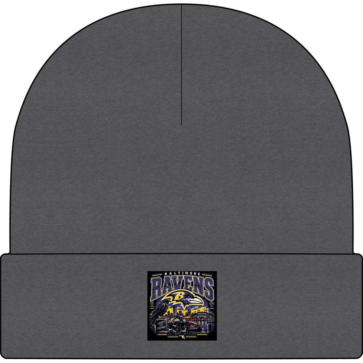 Baltimore Ravens Skyline Tee - AS Colour 1107 Cuff Beanie
