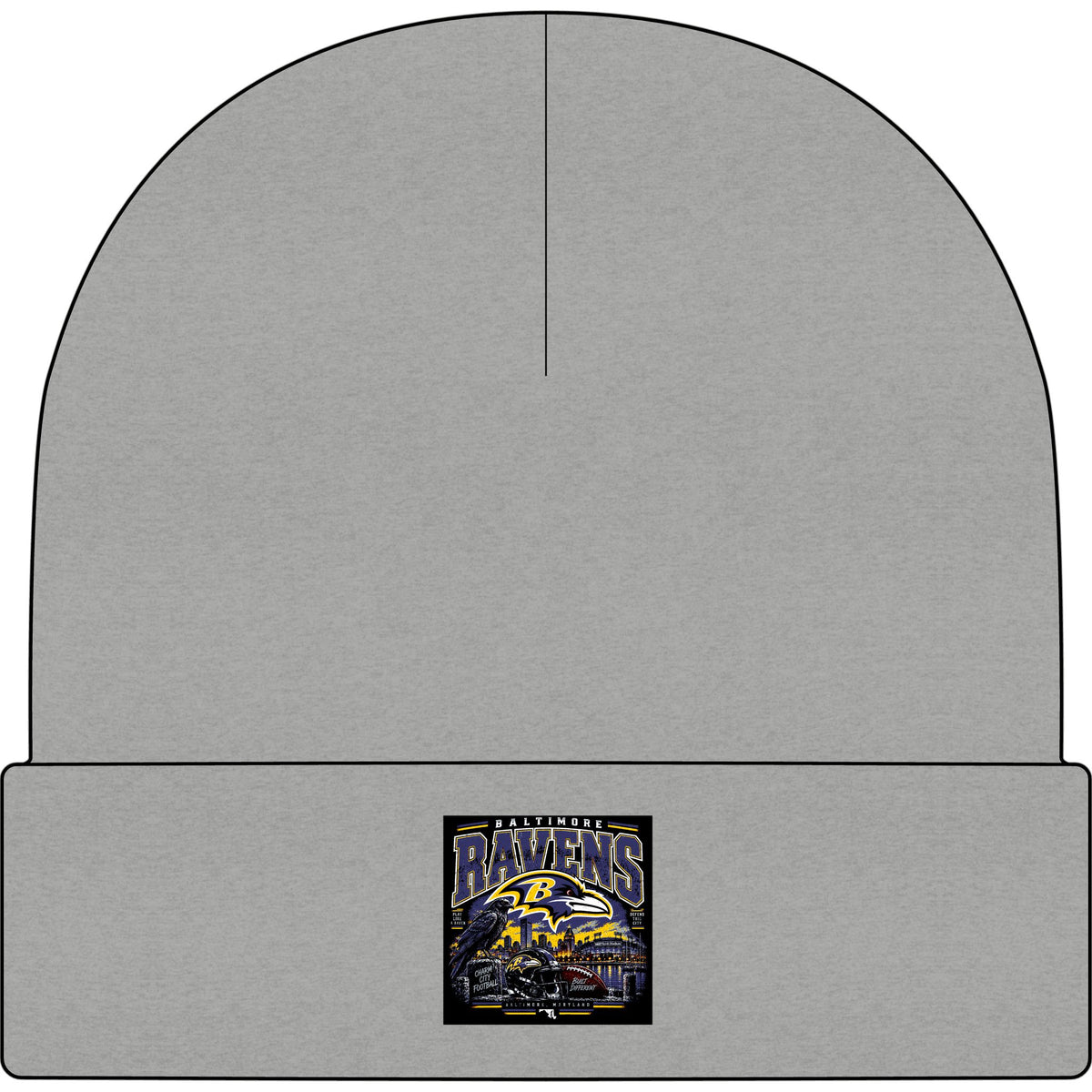 Baltimore Ravens Skyline Tee - AS Colour 1107 Cuff Beanie