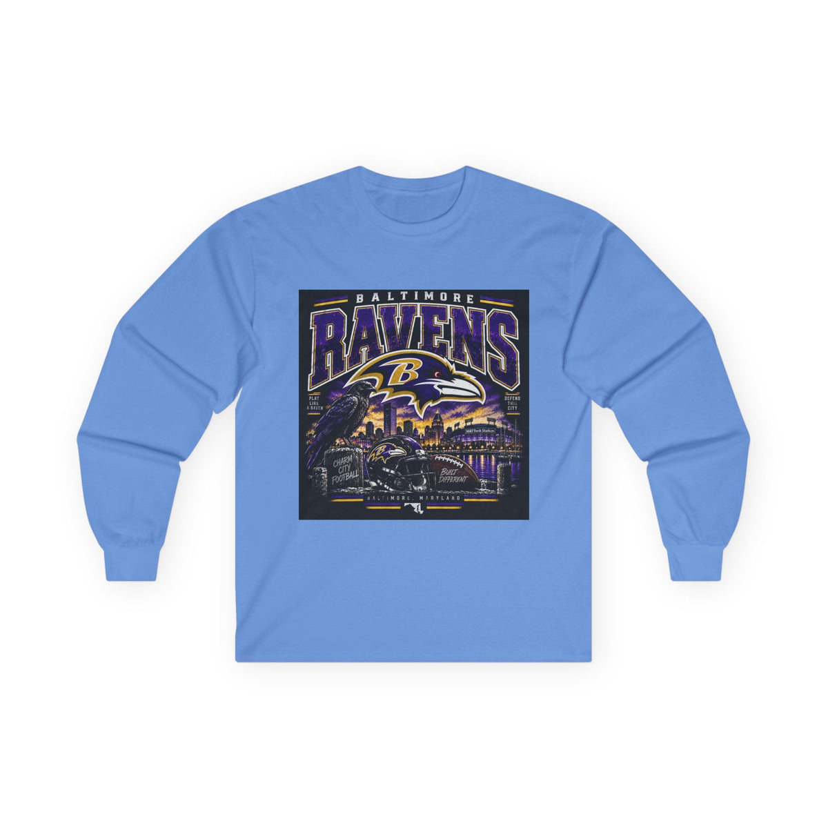 Baltimore Ravens Skyline Tee - Unisex Ultra Cotton Long Sleeve Tee