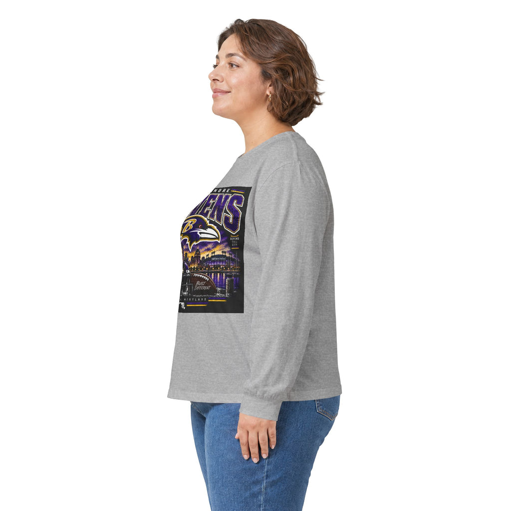 Baltimore Ravens Skyline Tee - Unisex Ultra Cotton Long Sleeve Tee